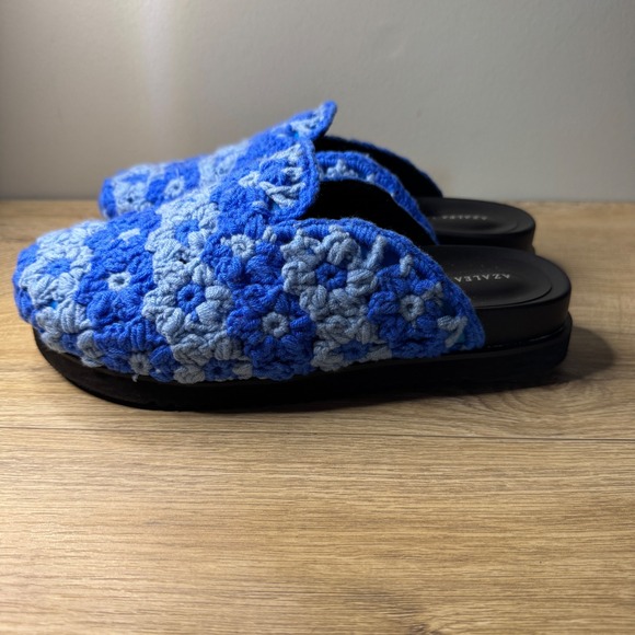 Azalea Wang Crochet Mule Slides Womens 8.5 Blue Knit Bohemian Indie Y2K Casual - Picture 1 of 10